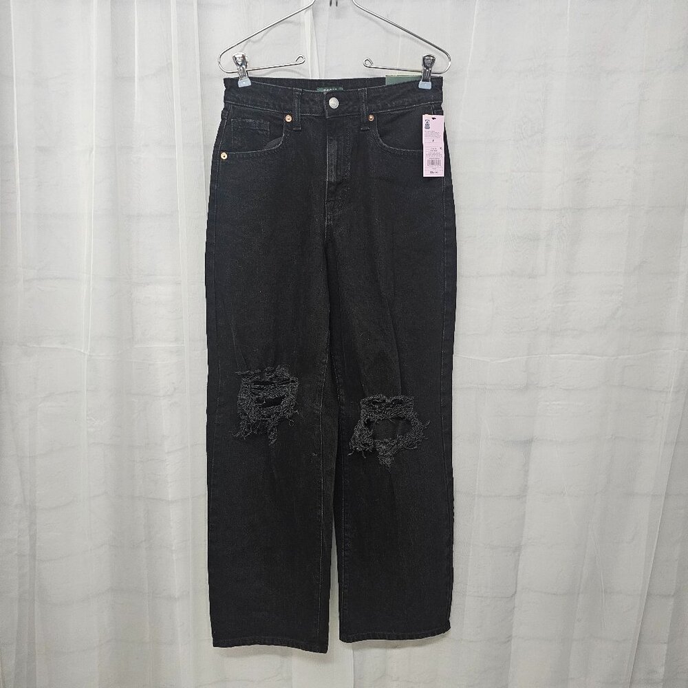 Wild Fable Black Jeans Distressed Grunge Punk Skater High Rise Baggy 0 NWT